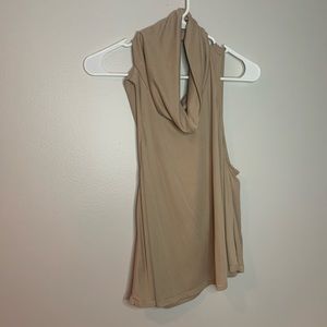 This is a tank top with a cowwel neck.